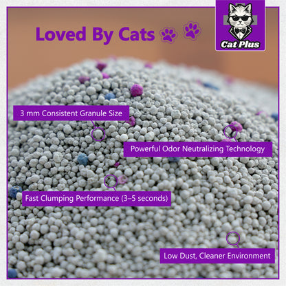 Cat Pluse Premium Clumping Cat Litter 10kg | Bentonite Cat Litter Low Dust | Strong Odour Control | Fast Clumping | Lavender Fragrance | Long Lasting for Cats & Kittens