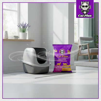 Cat Pluse Premium Clumping Cat Litter 10kg | Bentonite Cat Litter Low Dust | Strong Odour Control | Fast Clumping | Lavender Fragrance | Long Lasting for Cats & Kittens